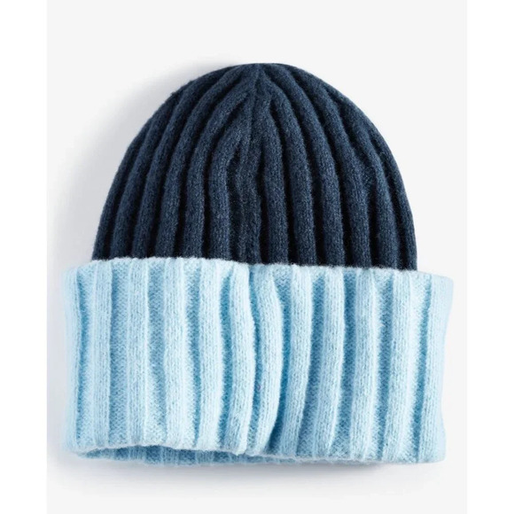 On 34th Women's Wide-Ribbed Colorblocked Beanie, Blue, One Size - Picture 1 of 2